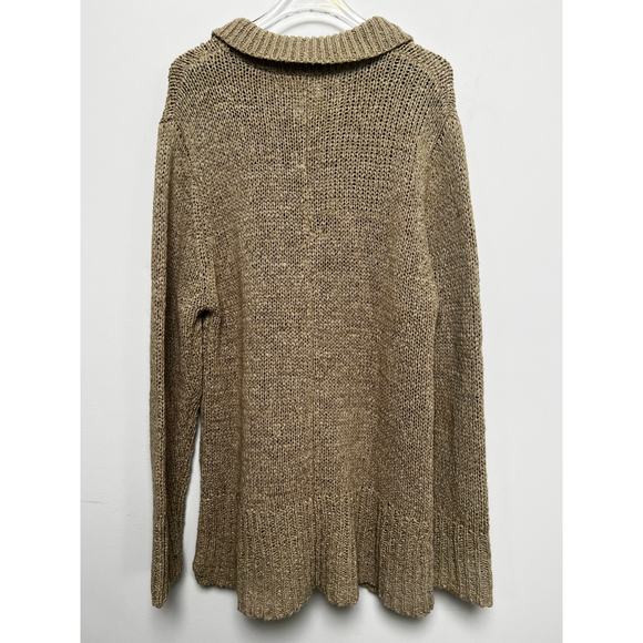 Vintage 90s Max Studio Longline Tan Knitted Cardigan L - Picture 3 of 8
